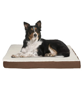 Orthopedic Dog Bed - 2-Layer Memory Foam Dog Bed with Machine Washable Sherpa Top Cover - 36x27 Dog Bed for Large Dogs up to 65lbs by PETMAKER (Brown)