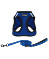 Voyager Step-in Air All Weather Mesh Harness and Reflective Dog 5 ft Leash Combo with Neoprene Handle, for Small, Medium and Large Breed Puppies by Best Pet Supplies - Blue, Medium