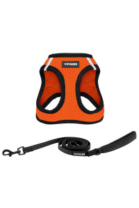 Voyager Step-in Air All Weather Mesh Harness and Reflective Dog 5 ft Leash Combo with Neoprene Handle, for Small, Medium and Large Breed Puppies by Best Pet Supplies - Orange, XX-Small