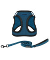 Voyager Step-in Air All Weather Mesh Harness and Reflective Dog 5 ft Leash Combo with Neoprene Handle, for Small, Medium and Large Breed Puppies by Best Pet Supplies - Blue, X-Small
