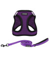 Voyager Step-in Air All Weather Mesh Harness and Reflective Dog 5 ft Leash Combo with Neoprene Handle, for Small, Medium and Large Breed Puppies by Best Pet Supplies - Purple, X-Small