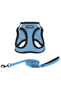 Voyager Step-in Air All Weather Mesh Harness and Reflective Dog 5 ft Leash Combo with Neoprene Handle, for Small, Medium and Large Breed Puppies by Best Pet Supplies - Blue, XX-Small