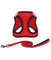 Voyager Step-in Air All Weather Mesh Harness and Reflective Dog 5 ft Leash Combo with Neoprene Handle, for Small, Medium and Large Breed Puppies by Best Pet Supplies - Red, X-Small