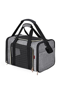 SUPPETS Dog Carrier Large Size Cat Carrier Pet Carrier Breathable Mesh Pet Travel Carrier for Dogs Cats with Washable Portable Mat,Detachable Shoulder Strap,Grey