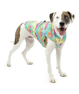 Kurgo Loft Dog Jacket, Reversible Winter Coat for Dogs, Reflective, Wear with Harness, Water Resistant, For Small Medium Large Pets (Watercolor Stripe, XS)