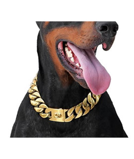 Dog Cuban Link Collar with Secure Snap Buckle, 20X Thicker, 316 Martingale Stainless Steel for Big Breeds, Bully Pitbull Collar