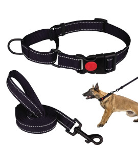 Martingale Dog Collar And Leash Set Martingale Collars For Dogs Reflective Martingale Collar For Small Medium Large Dogs(Blackl)