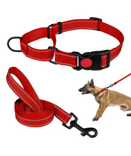 Martingale Dog Collar And Leash Set Martingale Collars For Dogs Reflective Martingale Collar For Small Medium Large Dogs(Redl)
