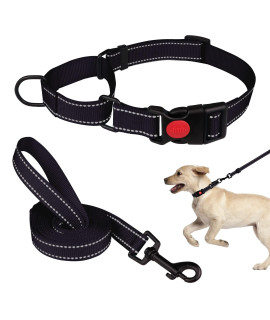 Martingale Dog Collar And Leash Set Martingale Collars For Dogs Reflective Martingale Collar For Small Medium Large Dogs(Blacks)