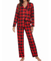 Ekouaer Pajamas Family Christmas Pjs Matching Sets Classic Long Sleeve Plaid Sleepwear Women Button Down Loungewear Set Black And Red Plaid,Medium