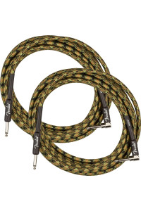Fender 186-Foot Professional Instrument cable, Straight-Angle, Woodland camo - 2 Pack