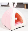 CITESI Cat Tent Bed House, Cat Beds for Indoor Cats, Soft Indoor Cat Covered Tent with Rabbit Ears for Cats Kittens and Small Pets (Pink Rabbit Ear Socket+M)