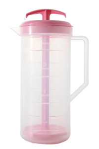 The Original MixStir Mixing Pitcher JBK Pottery - Mixing Pitcher for Drinks, Plastic Water Pitcher with Lid and Plunger with Angled Blades, Easy-Mix Juice container, 2-Quart capacity, Pink
