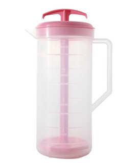 The Original MixStir Mixing Pitcher JBK Pottery - Mixing Pitcher for Drinks, Plastic Water Pitcher with Lid and Plunger with Angled Blades, Easy-Mix Juice container, 2-Quart capacity, Pink
