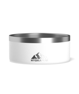 Hydrapeak Dog Bowl - Non Slip Stainless Steel Dog Bowls for Water or Food (4 Cup, White)