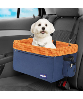 Petprsco Pet Car Seat For Small Dogs Cats 20Lbs, Deluxe Dog Booster Seat With Clip-On Safety Leash, Portable Puppy Car Seat For Front Rear Seat (Orange)