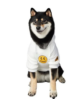 ChoChoCho Smiley Dog Hoodie Stylish Dog Clothes Smiley Face Sweater Cotton Sweatshirt Fashion Outfit for Dogs Cats Puppy Small Medium Large (L, White)