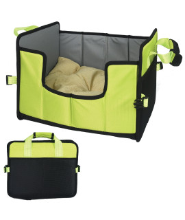 Pet Life Travel-Nest Folding Travel Cat and Dog Bed, SM, Green