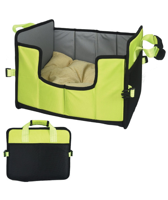 Pet Life Travel-Nest Folding Travel Cat and Dog Bed, SM, Green