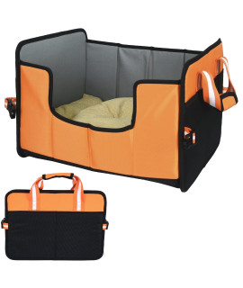 Pet Life Travel-Nest Folding Travel Cat and Dog Bed, LG, Orange