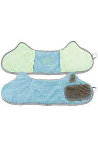 Pet Life ? 'Bryer' 2-in-1 Hand-Inserted Microfiber Pet Grooming Towel and Brush