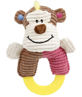 Pet Life ? 'Ring-O-Round' Plush Squeaking and Rubber Teething Newborn Puppy Dog Toy