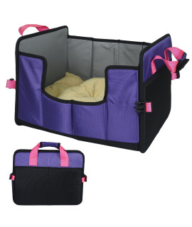 Pet Life Travel-Nest Folding Travel Cat and Dog Bed, SM, Purple