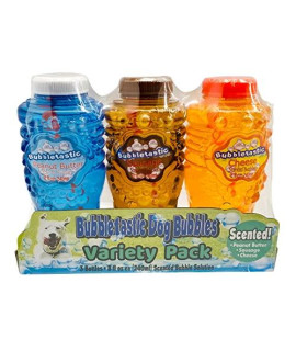 Scented Dog Bubbles Triple Variety Pack - Cheese, Sausage and Peanut Butter Scents - Each 8 oz Bottle. - 100% Non Toxic and Tear Free