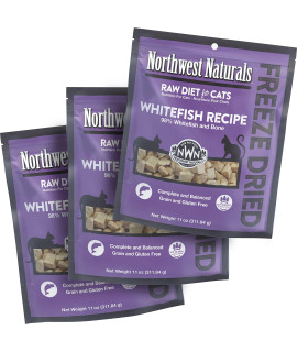 Northwest Naturals Freeze Dried Diet for cats - Whitefish cat Food - grain-Free, gluten-Free Pet Food, cat Training Treats - 11 Oz (3 Pack)