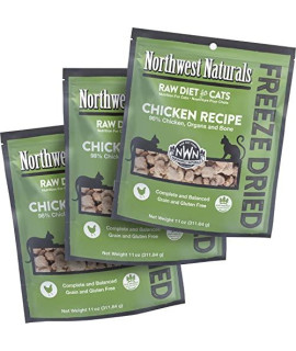 Northwest Naturals Freeze Dried Diet for cats - chicken cat Food - grain-Free, gluten-Free Pet Food, cat Training Treats - 11 Oz (3 Pack)