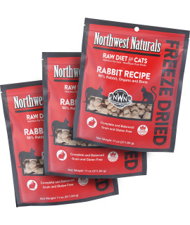 Northwest Naturals Freeze Dried Diet for cats - Rabbit cat Food - grain-Free, gluten-Free Pet Food, cat Training Treats - 11 Oz (3 Pack)