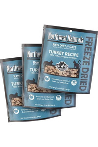 Northwest Naturals Freeze Dried Diet for cats - Turkey cat Food - grain-Free, gluten-Free Pet Food, cat Training Treats - 11 Oz (3 Pack)