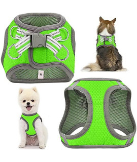 Magust Small Dog Harness, Puppy Harness, Adjustable Leash and Collar Set, Walk-in Dog Harness, 3M Reflective Dog Vest, Suitable for Small and Medium-Sized Puppies-Green (Small)