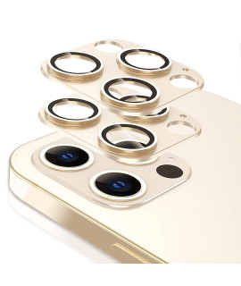 2 Pack] Tamoria Iphone 12 Pro Max Camera Lens Protector Metal Plus Tempered Glass Camera Cover Oneness Design, Support Lidar Scanner, Explosion-Proof Iphone 12 Pro Max 67 Inch Accessories Gold