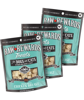 Northwest Naturals Raw Rewards Freeze-Dried Treats for Dogs and Cats - Chicken - Gluten-Free Pet Food, Cat Snacks, Dog Snacks - 3 Oz. - 3 Pack