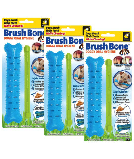 BulbHead Toothbrush, Dogs chewing, Plaque and Tartar Remover for Teeth, Invented by a Dentist His Hygienist Wife, 8 in x 2 in, Brush Bone 3 Pack
