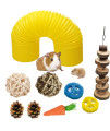 Hamster Fun Tunnel Pet Mouse Plastic Tube Toys Small Animal Foldable Exercising Training Hideout Tunnels with cute pet Toys for guinea Pigs,gerbils,Rats,Mice,Ferrets and Other Small Animals (Yellow)