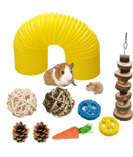 Hamster Fun Tunnel Pet Mouse Plastic Tube Toys Small Animal Foldable Exercising Training Hideout Tunnels with cute pet Toys for guinea Pigs,gerbils,Rats,Mice,Ferrets and Other Small Animals (Yellow)