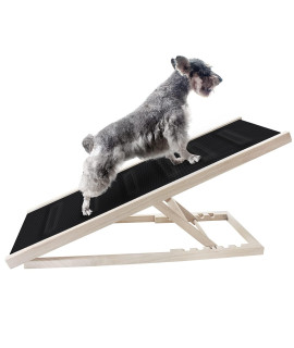 Upgrade Adjustable Folding Pet Ramp for Dogs and Cats with Innovative High Traction Anti-Slip Mat for Couch or Bed 40'' Long Adjustable from 9.6'' to 24'' - Support Your pet's Joint Health