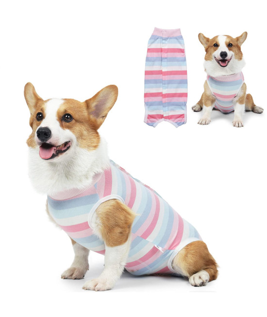 Coppthinktu Dog Recovery Suit For Abdominal Wounds Or Skin Diseases, Breathable Dog Surgery Recovery Suit For Dogs, E-Collar Alternative After Surgery Wear Anti Licking Wounds (Pink L)
