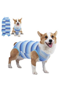Coppthinktu Dog Recovery Suit For Abdominal Wounds Or Skin Diseases, Breathable Dog Surgery Recovery Suit For Dogs, E-Collar Alternative After Surgery Wear Anti Licking Wounds (Blue L)