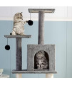 Multi-Level Cat Towers and Condos, 49 Inch Cat Scratching Post with 2 Hanging Plush Balls, Cat House Small Cat Tree for Indoor Cats Kittens, Cat Perch Cat Play House for Large Cats