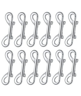 12 Pieces Double Ended Bolt Snaps Hook Zinc Alloy Double Trigger Clips Home Pet Accessory For Linking Dog Leash Collar Leash Key Chain Horse Tack Pet Sling Feed Buckets (275 Inch)