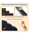 INRLKIT 3 Tiers Pet Foam Stairs, 30D High Density Dog Foam Ramps/Stairs/Ladder for Older Dogs, Cats, Puppies, Injured Dogs (with 1 Rope Toy, Navy Blue Color)