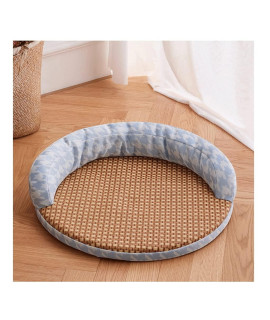 Rattan Mat Cat Bed Pet Bed For All Seasons Soft And Comfortable Pet Sofa Nest Removable And Washable (Color : Sky Blue)