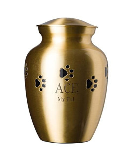 Best Friend Services Ottillie Paws Series Pet Urn with Personalized Engraving (Brass, Horizontal, Ebony, Medium)