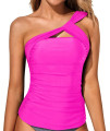 Tempt Me Women Hot Pink Tankini Top Swim Tops Ruched One Shoulder Bathing Suit Swimsuit Tops Only Xxl