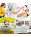 eXuby Refreshing Portable Puppy Bathtub with Adjustable Harness - Fits Small Dogs Up to 20lbs - Collapsible for Easy Baths and Easy Storage - Drains Quickly - 2 Comfortable Carry Handles (Teal)