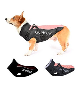 Cozy Waterproof Windproof Dog Vest Winter Coat with Removable Harness Warm Dog Apparel for Cold Weather Dog Jackets Vests for Small Medium Large Dogs with Furry Collar (M,Red)