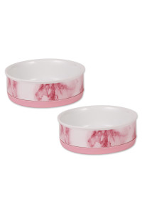 Bone Dry Pet Bowl collection ceramic Set, Medium, Pink, 2 Piece